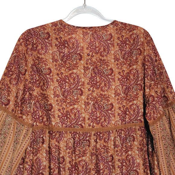 Chelsea & Violet Floral Paisley Open Front Duster Dress Orange Red Boho L/XL - Picture 11 of 16